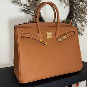 Genuine leather brown wirkin